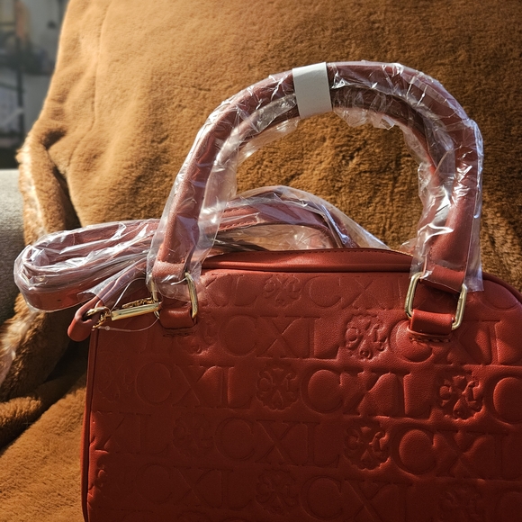 Christian Lacroix Red Embossed Handbag - Picture 2 of 2